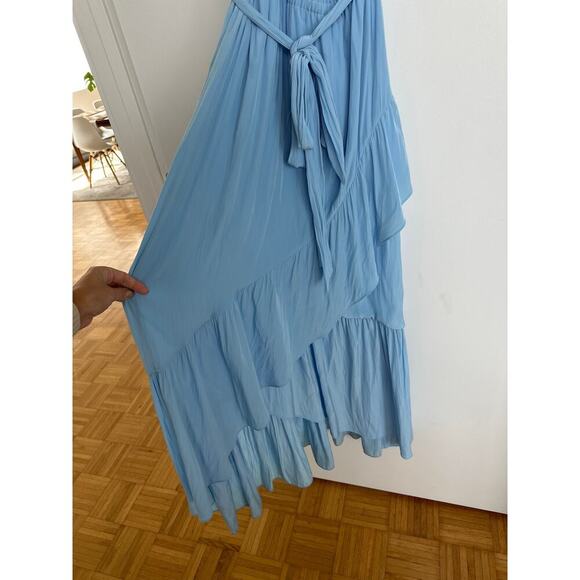 Ramy Brook Nicola One-Shoulder Tiered Ruffle Maxi Dress, Misty Blue, Medium, EUC - Picture 3 of 8